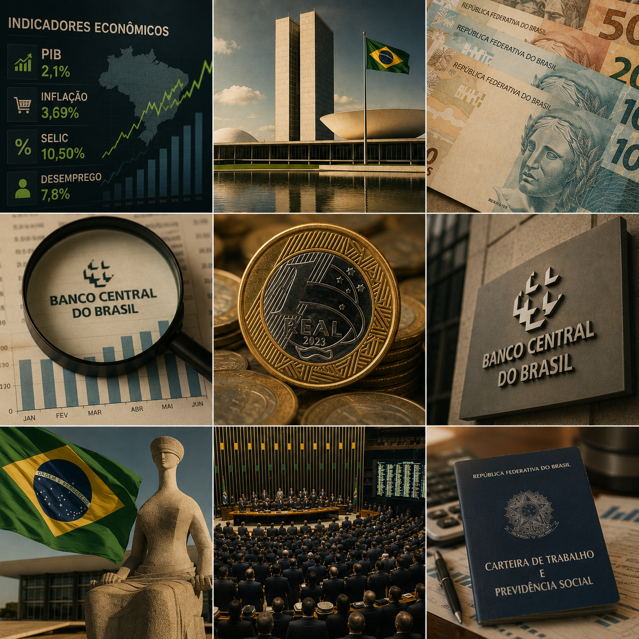 Mosaico de indicadores e instituições econômicas do Brasil